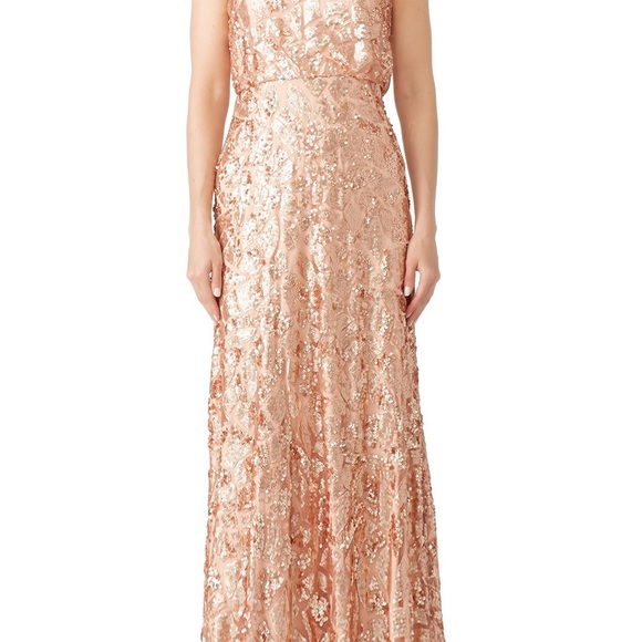 💐 BHLDN Donna Morgan Rose Gold Sequin Gown NWT - Picture 3 of 4
